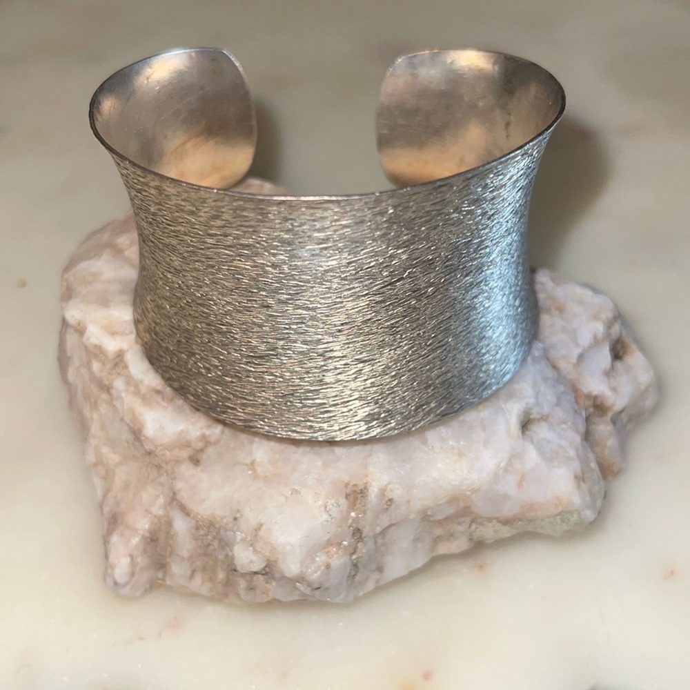 Sterling Silver Wide Cuff Bangle - image 1